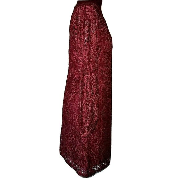 NY Collection Petite Size Petite Small Dress Lace Shift Illusion Sleeve - Picture 3 of 8